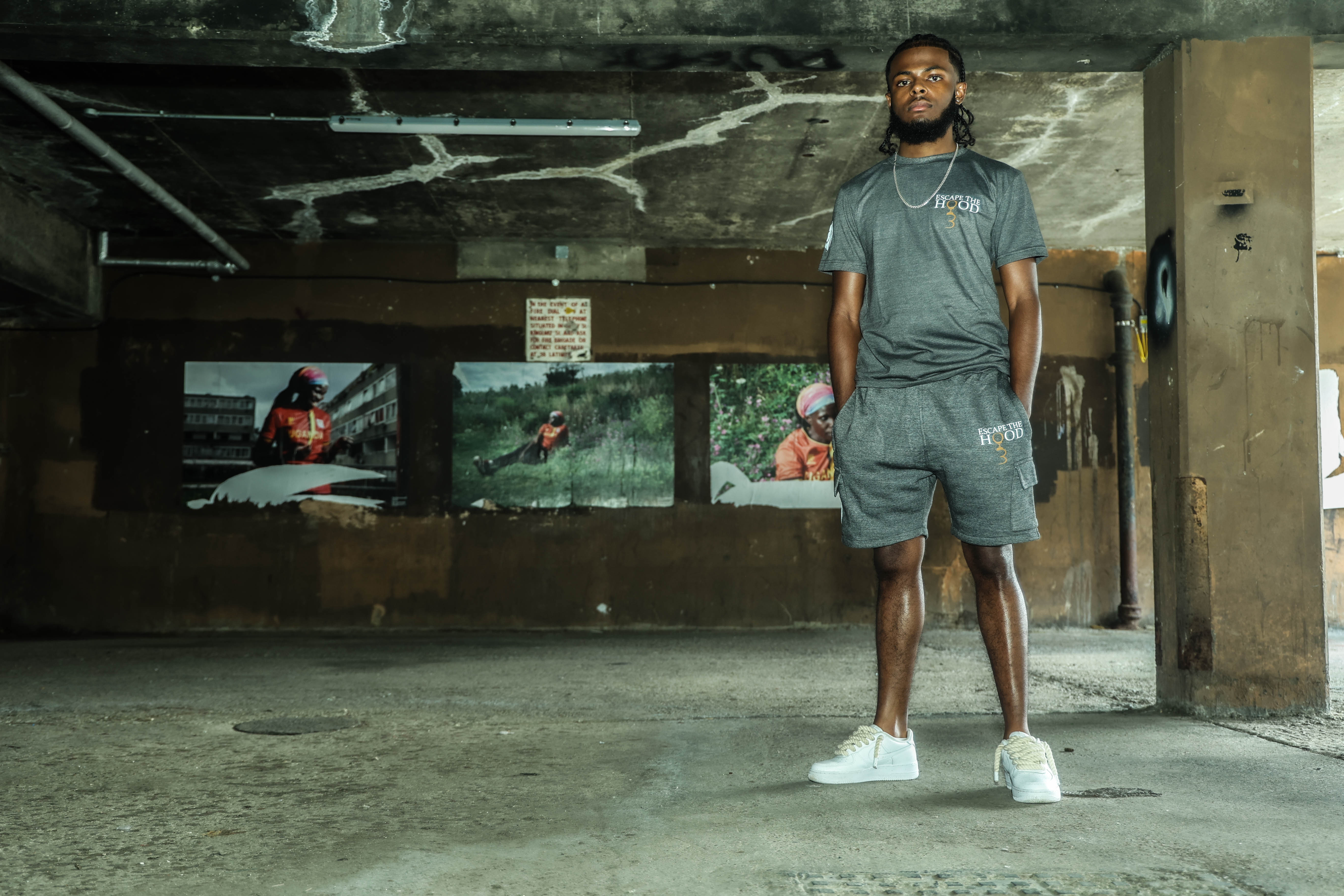 Dark Grey 'Deep Thoughts' Cargo Short Set