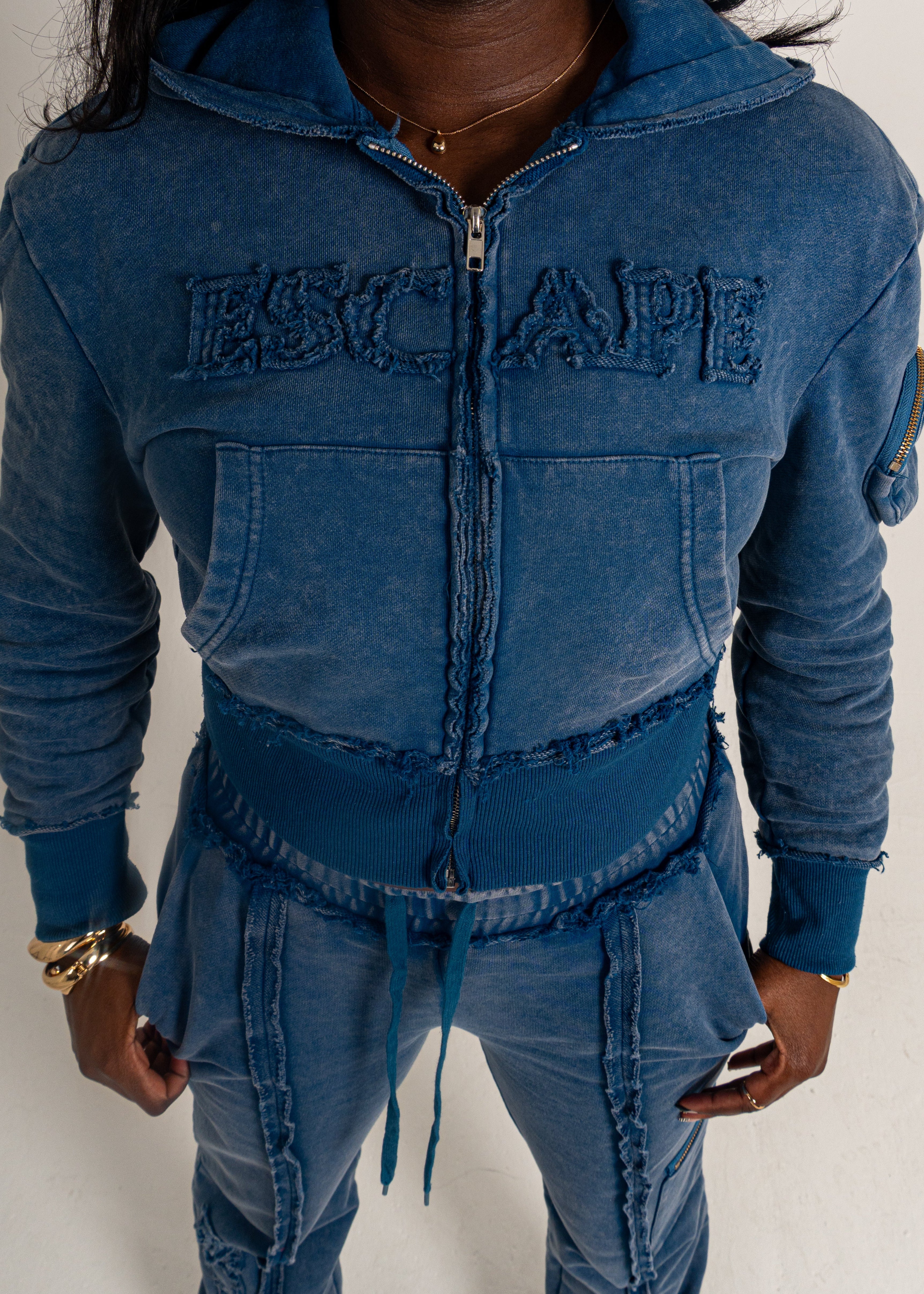 Cropped Storm Blue Breakthrough Tracksuit