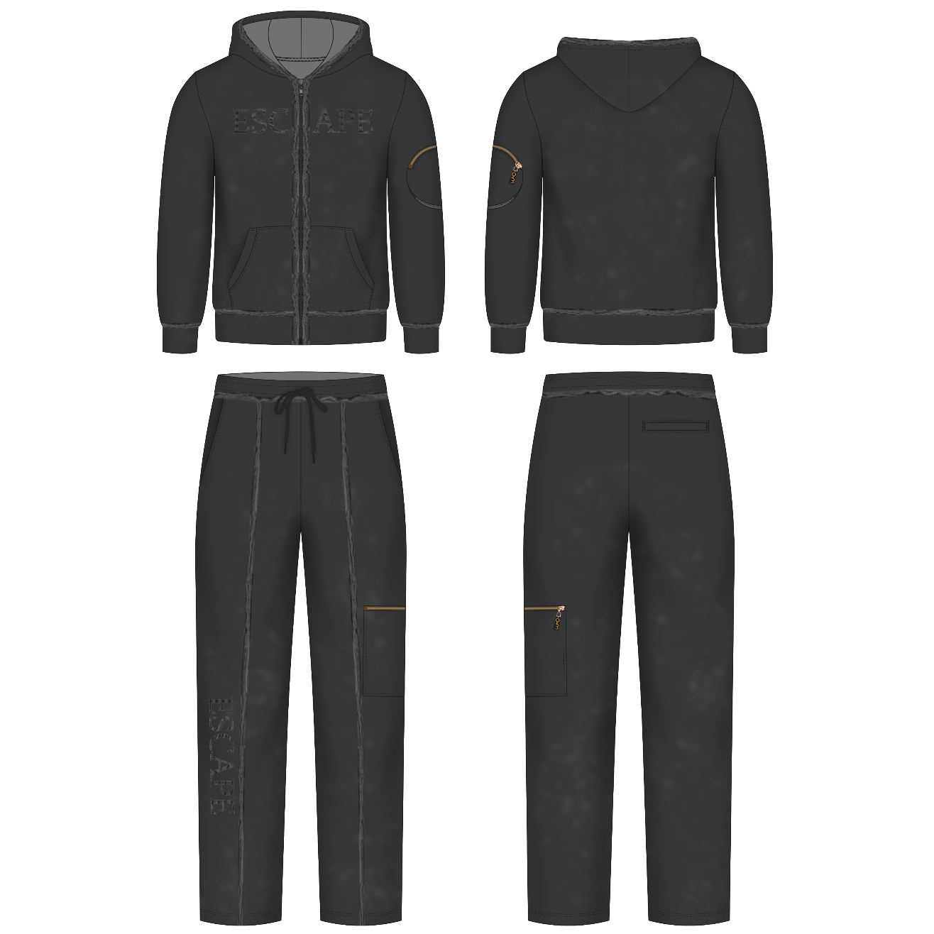 *PRE-ORDER* Black Acid Wash Distressed Tracksuit