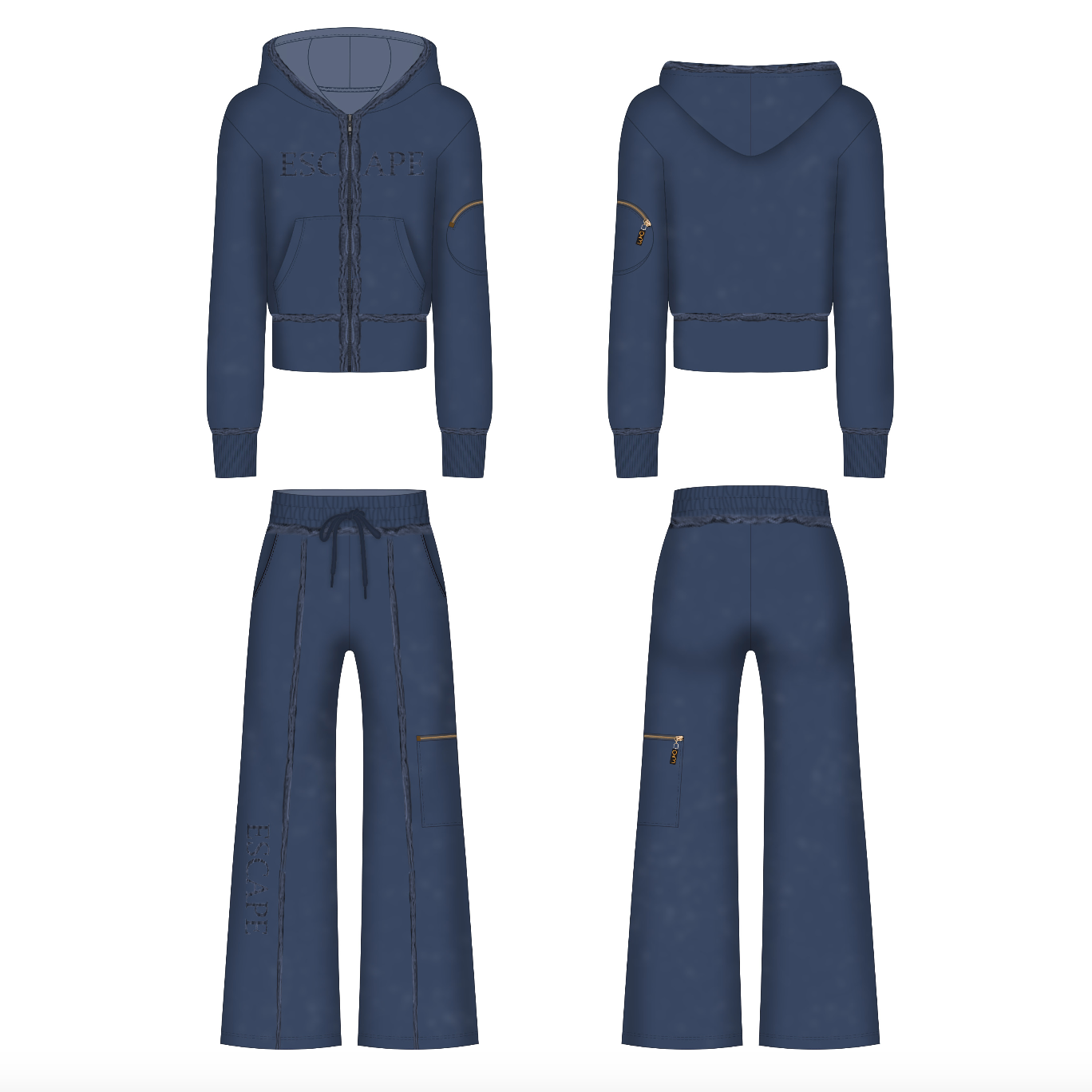 *PRE-ORDER* Cropped Blue Acid Wash Distressed Tracksuit