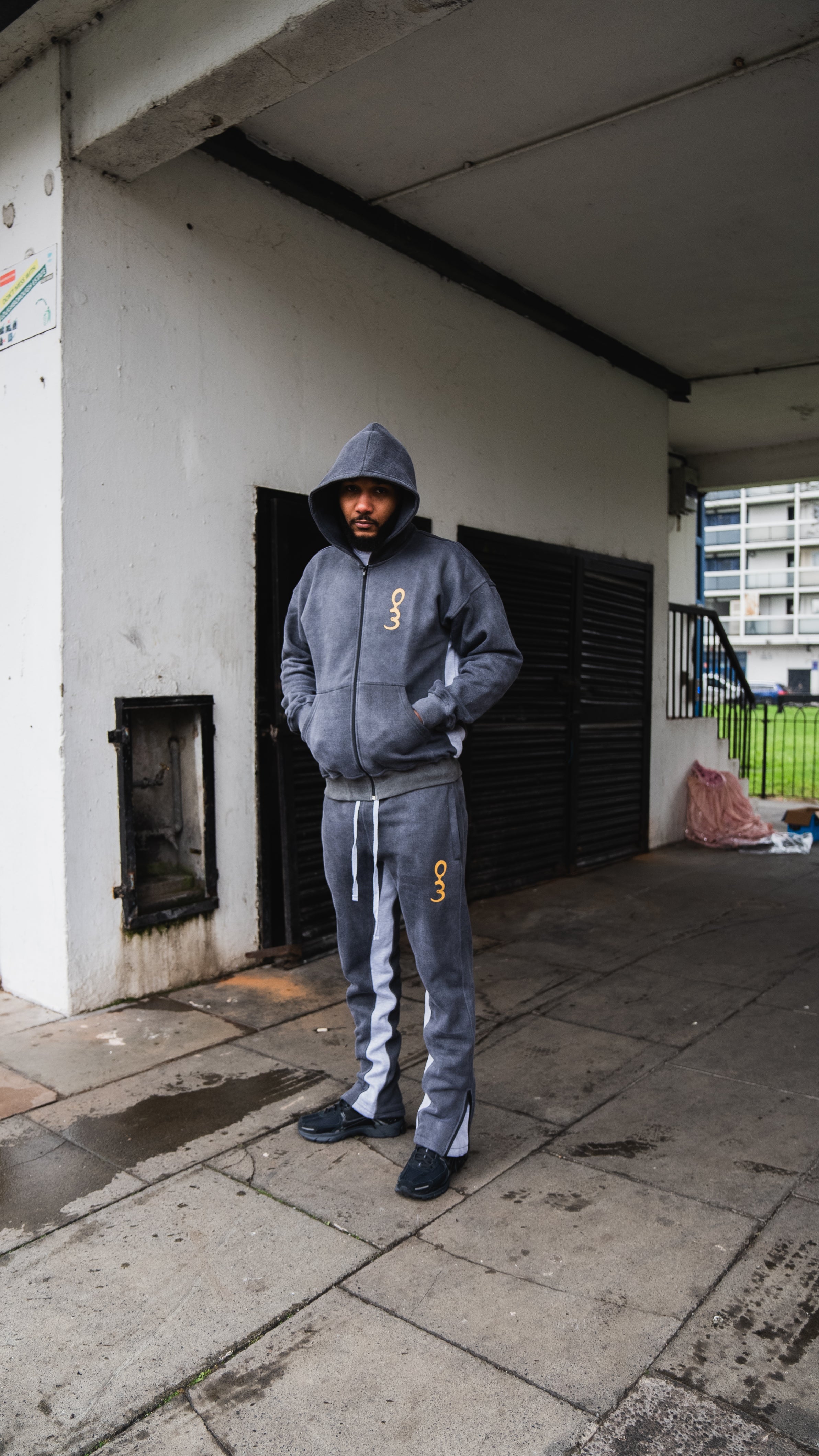 Acid Wash Grey Flared 'More To Life' Tracksuit