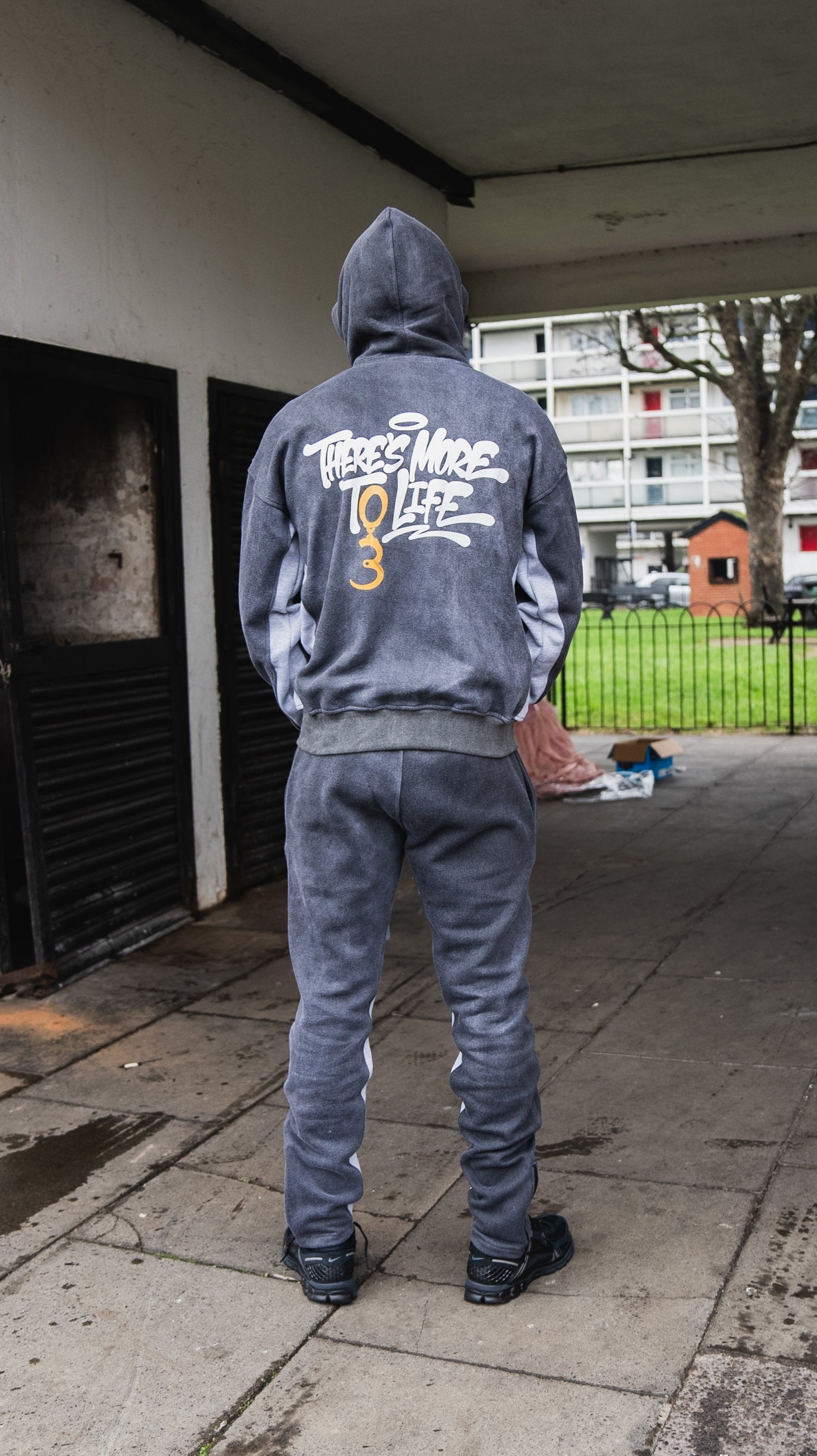 Acid Wash Grey Flared 'More To Life' Tracksuit