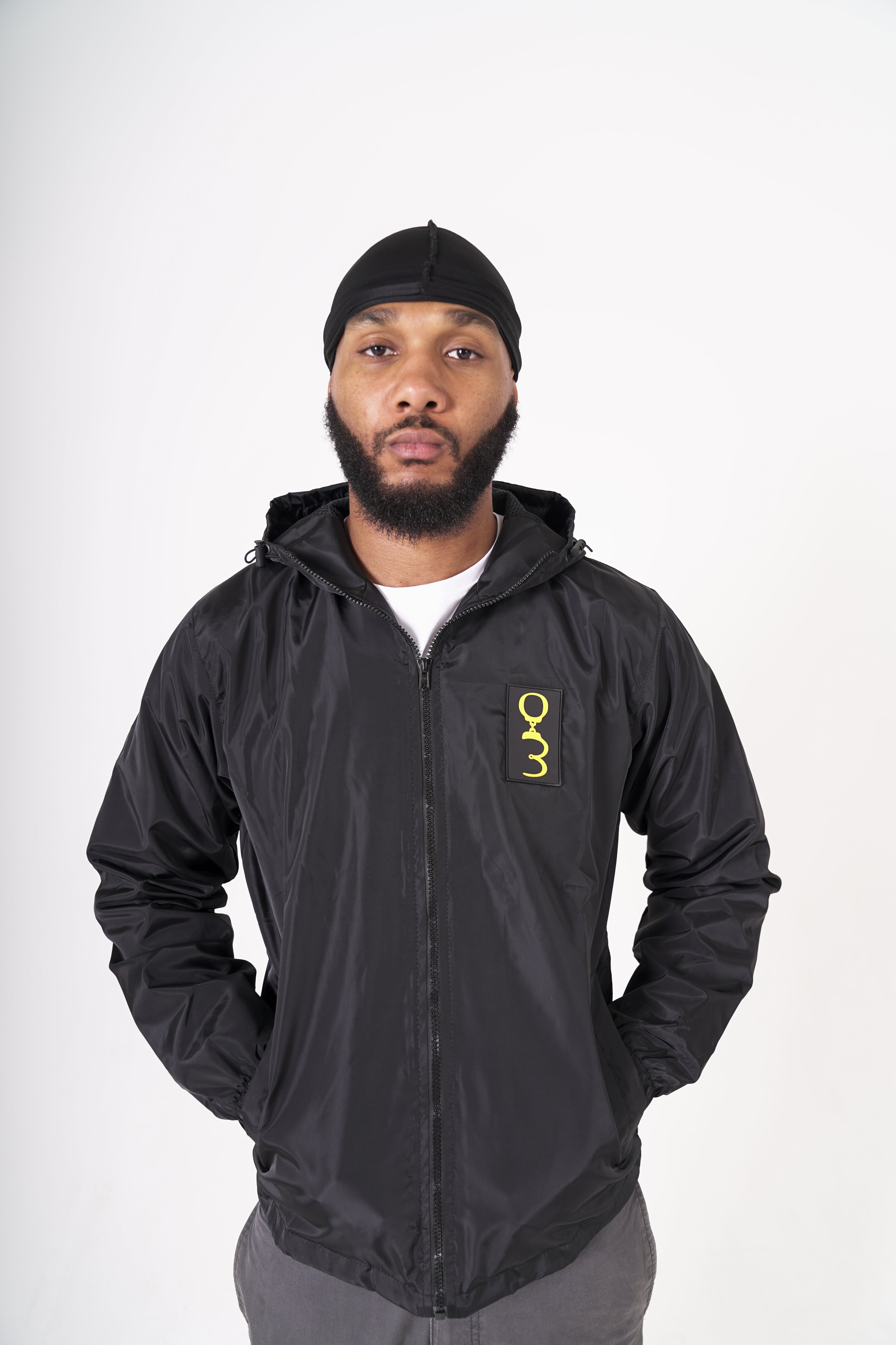 Jet Black 'Deep Thoughts' Windbreaker