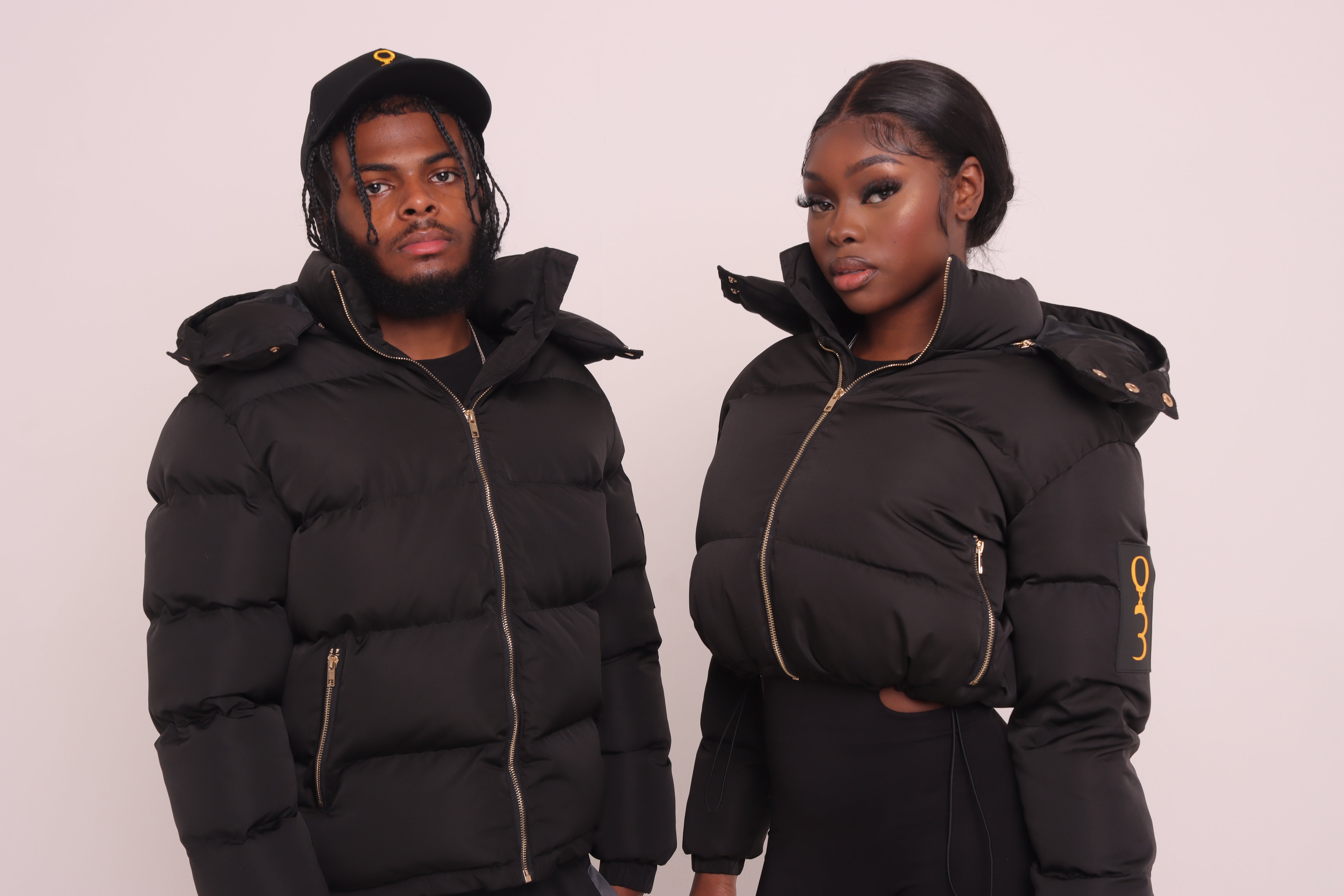 Cropped Black "Unlock Your Potential" Puffer Jacket