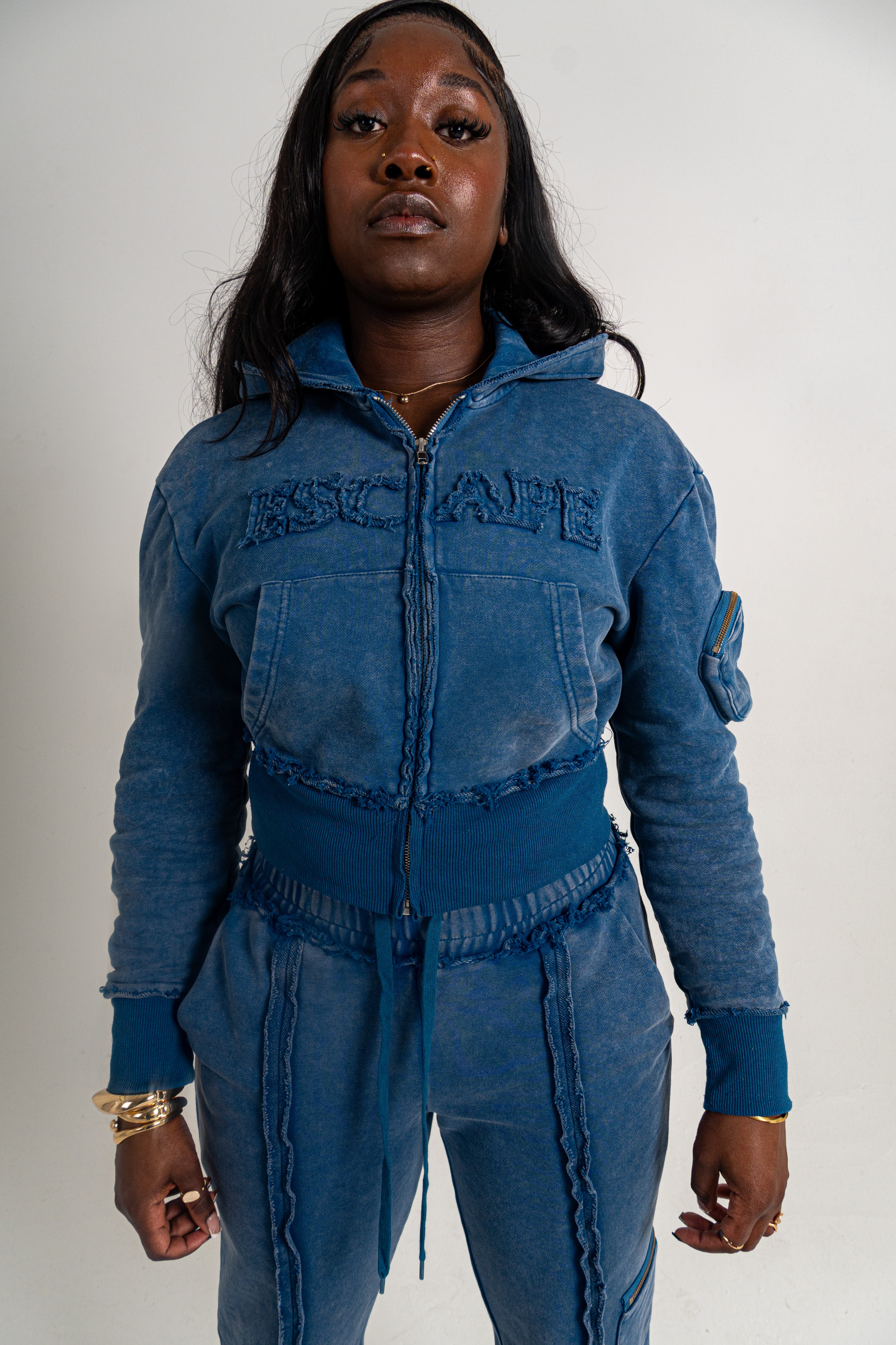 Cropped Storm Blue Breakthrough Tracksuit