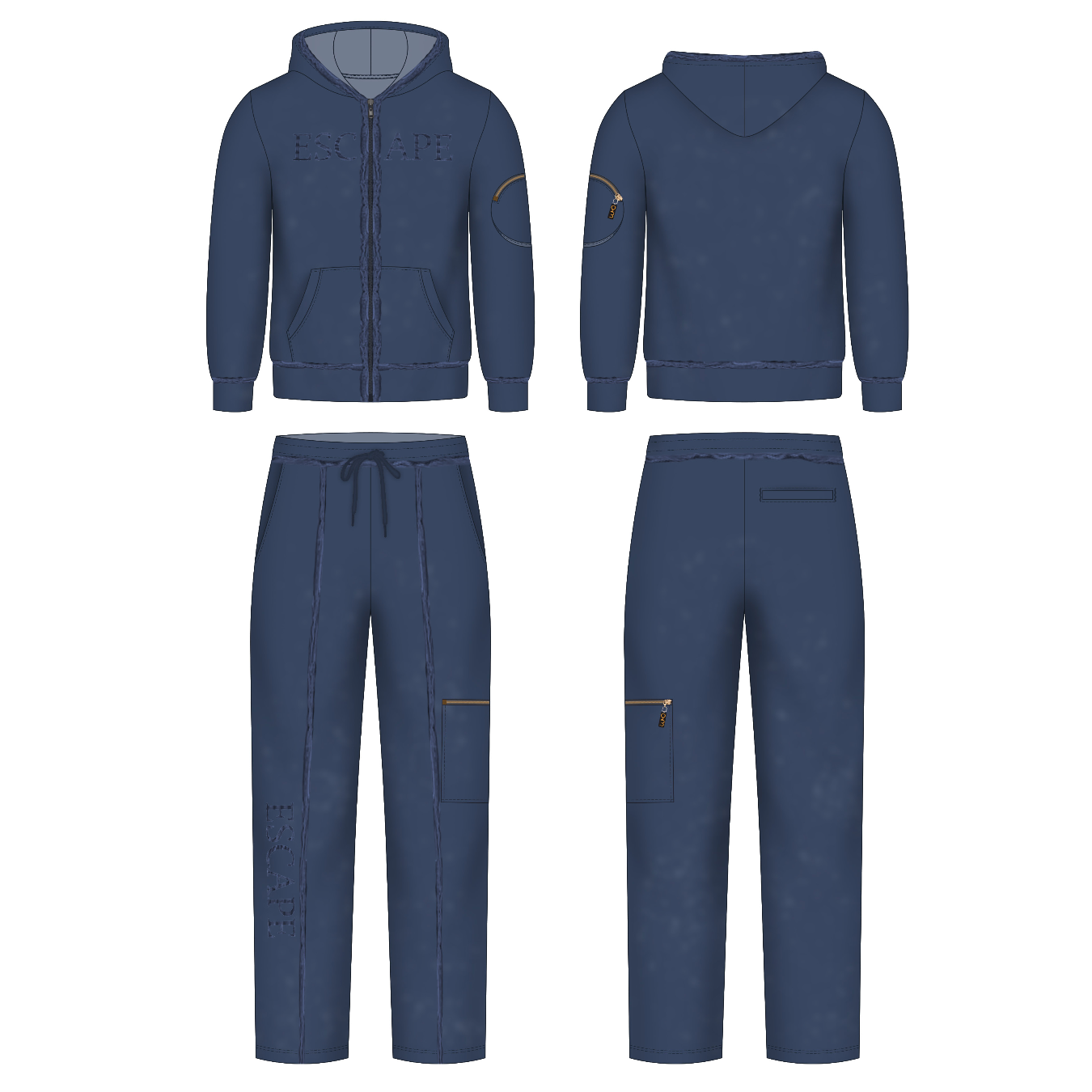 *PRE-ORDER* Blue Acid Wash Distressed Tracksuit