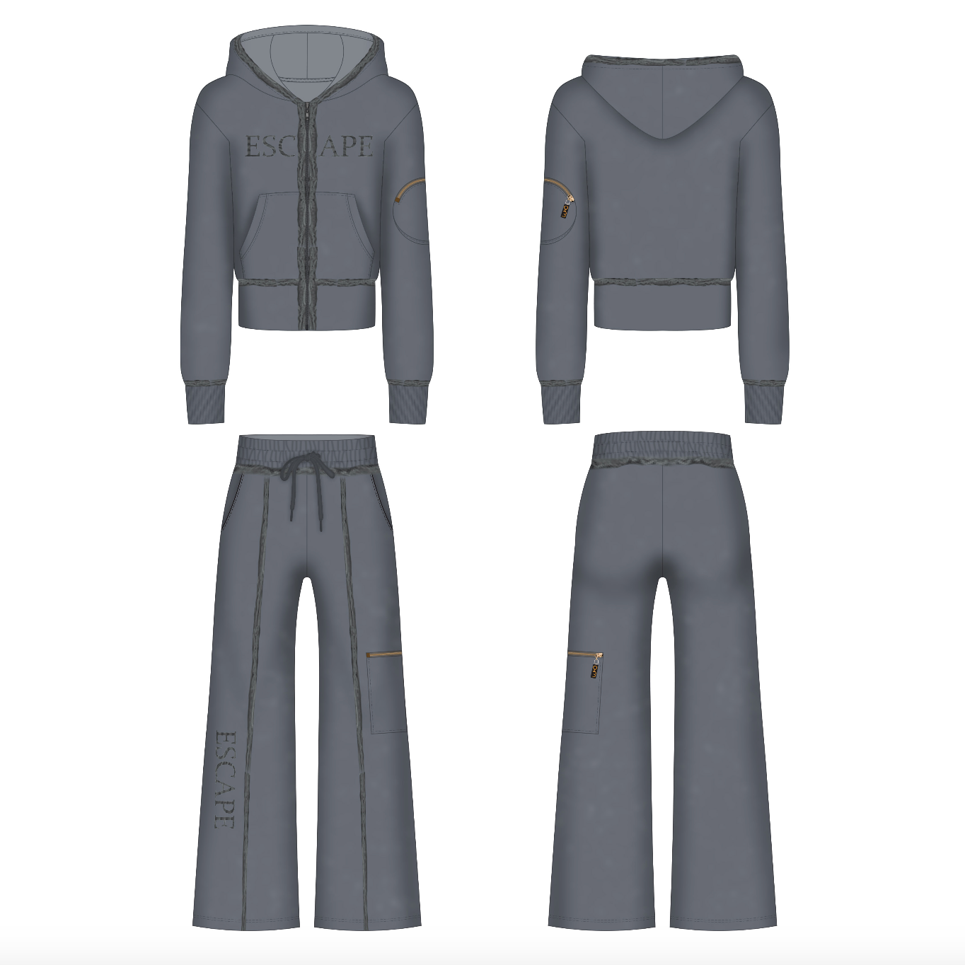 *PRE-ORDER* Cropped Grey Acid Wash Distressed Tracksuit