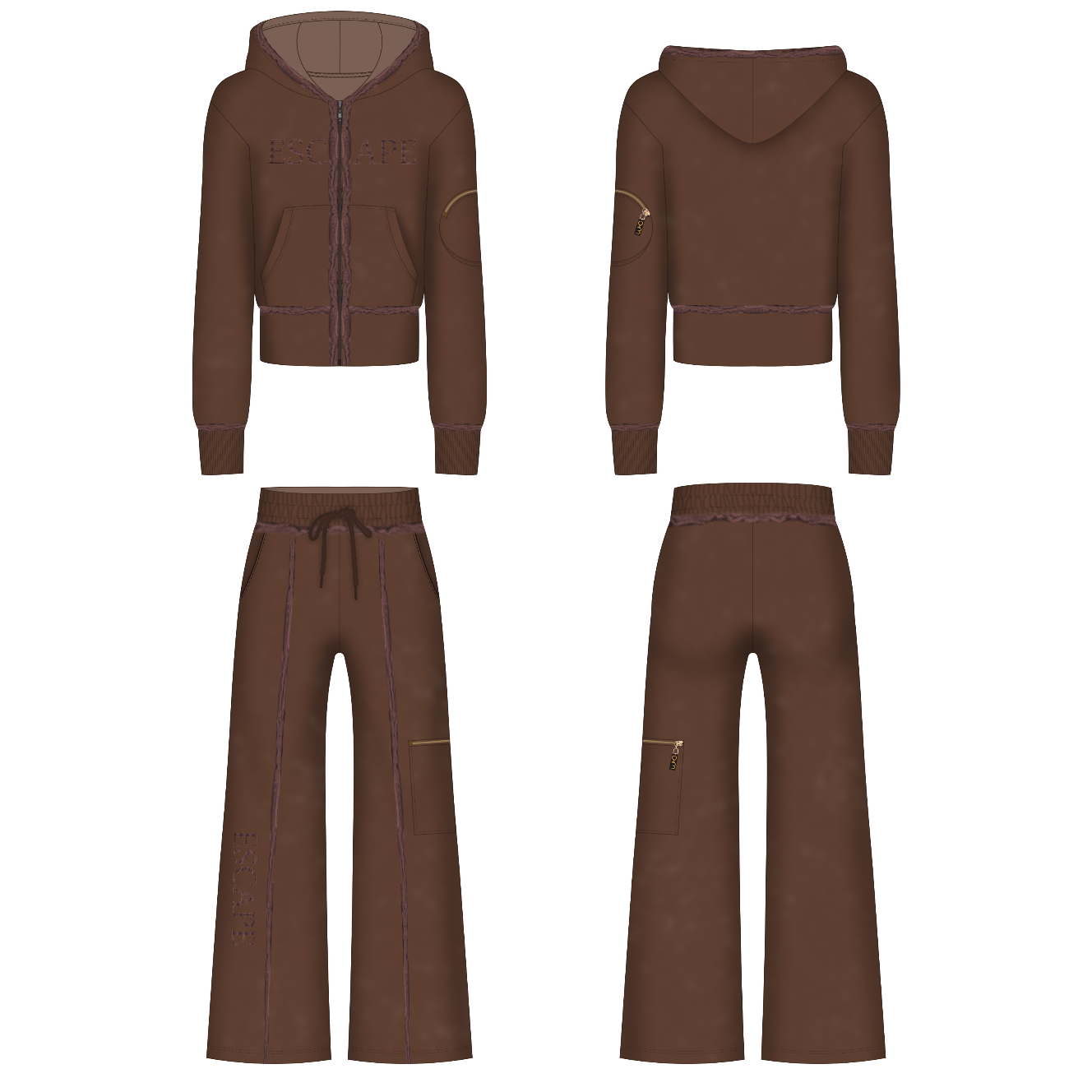 *PRE-ORDER* Cropped Brown Acid Wash Distressed Tracksuit