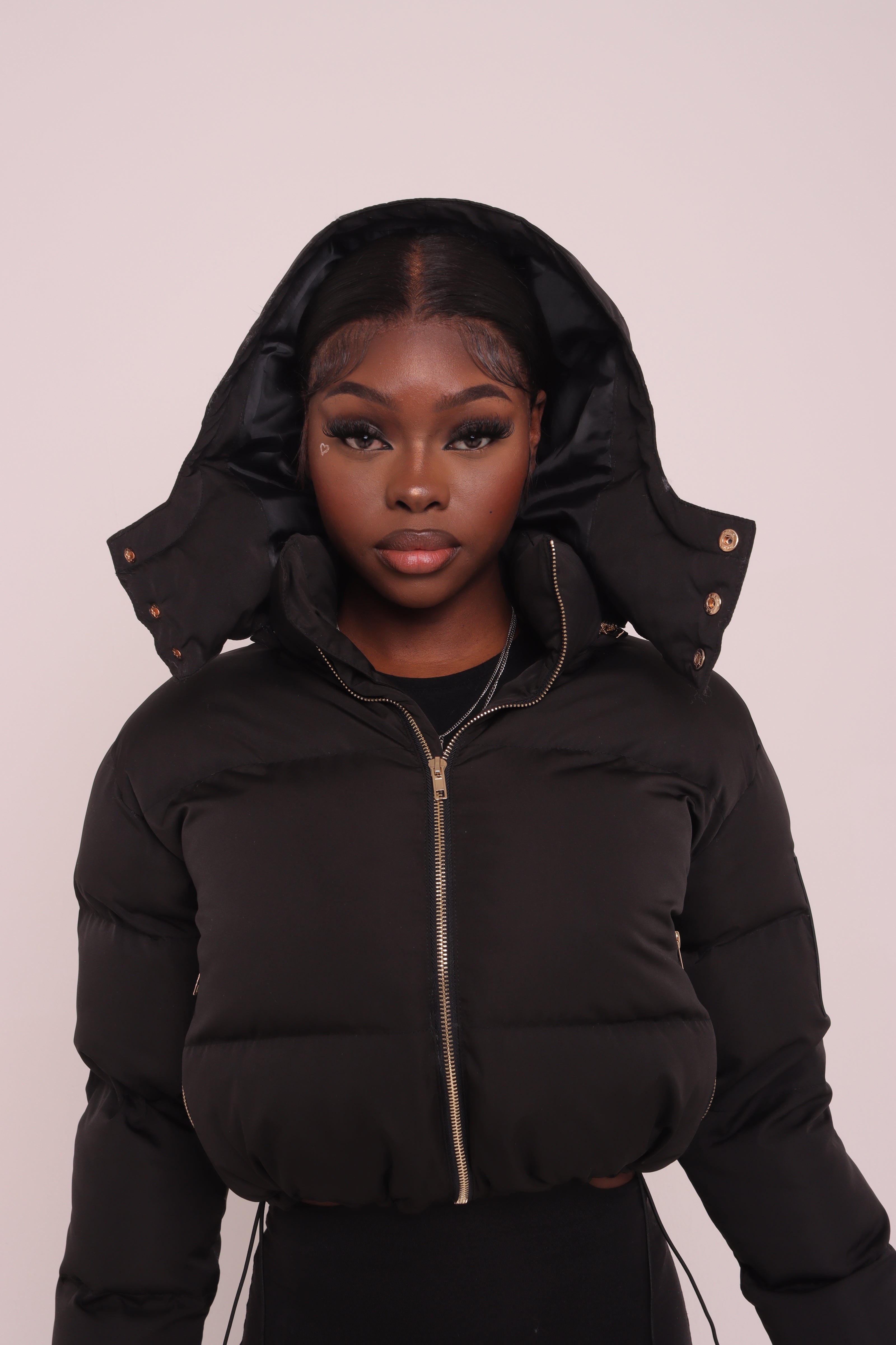Cropped Black Unlock Your Potential Puffer Jacket